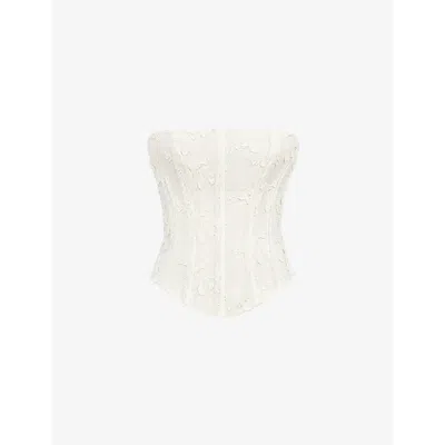 HOUSE OF CB WOMENS HOUSE OF CB DAKOTA EMBROIDERED STRAPLESS COTTON CORSET