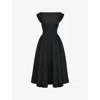 House Of Cb Womens Debutante Cap-sleeve Backless Satin Midi Dress Black Moire