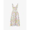 House Of Cb Emmelina Floral Cotton Blend Dress In White Vintage Rose