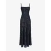 House Of Cb Womens Navy Esme Floral-pattern Chiffon Maxi Dress In Navy