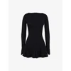 House Of Cb Womens Black Francesca Long-sleeve Stretch-woven Mini Dress In Black