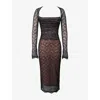 Shop House Of Cb Of Cb Womens Black Gaia Corset Stretch-lace Midi Dress