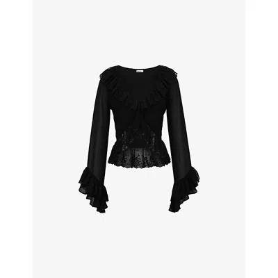 House Of Cb Womens  Goya Tie-front Chiffon Blouse In Black