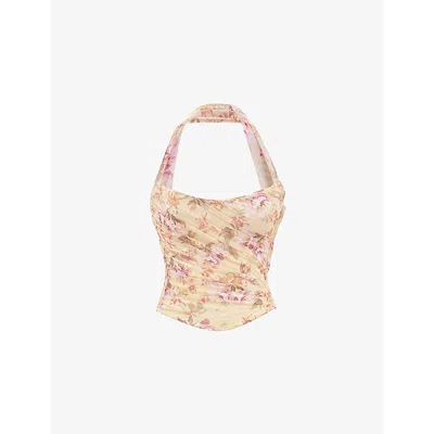 House Of Cb Womens Honeyflower Print Hallie Strapless Floral-print Stretch-woven Corset