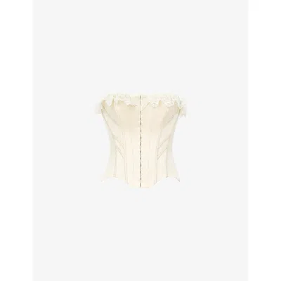 House Of Cb Womens Cream Idella Lace-trim Satin Corset To In White