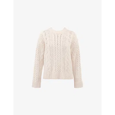 HOUSE OF CB OF CB WOMENS CREAM JASPER CABLE-KNIT COTTON-BLEND JUMPER