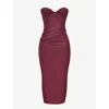 House Of Cb Womens Juliana Slim-fit Corseted-bodice Vegan-leather Maxi Dress Cabernet In Cabernet