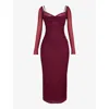 House Of Cb Womens Wine Katarina Corseted Stretch-woven Maxi Dress