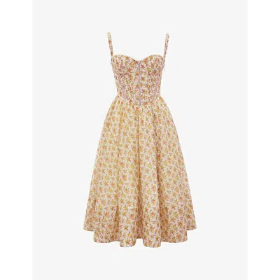 House Of Cb Womens Royal Rose Kelly Floral-print Corset Midi Dress