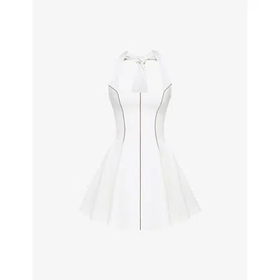 House Of Cb Womens White Loulette Halterneck Stretch-woven Mini Dress