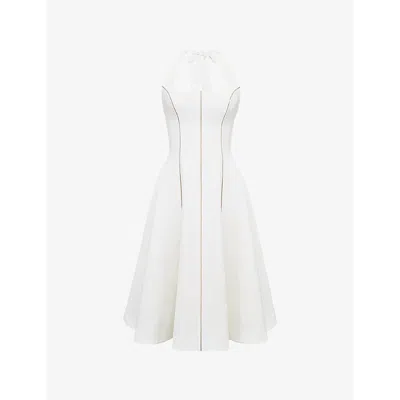HOUSE OF CB OF CB WOMENS LOULOU HALTER-NECK STRETCH-WOVEN MIDI DRESS IVORY