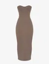 House Of Cb Womens Taupe Lucia Corseted Stretch-woven Maxi Dress In Taupe