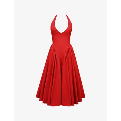 HOUSE OF CB WOMENS RED MARILYN HALTER MIDI DRESS XS