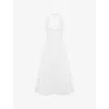 House Of Cb Of Cb Womens White Marilyn Halter Stretch-cotton Midi Dress