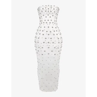House Of Cb Womens Ivory Martine Bead-embellished Corseted Satin Bridal Gown