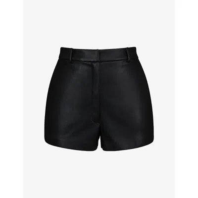 House Of Cb Womens  Naya High-rise Vegan-leather Shorts In Black