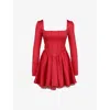 House Of Cb Nina Bow Back Long Sleeve Corset Minidress In Haute Red