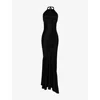House Of Cb Womens Black Oliviana Halter-neck Satin Maxi Dress In Black