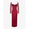 House Of Cb Womens Rhubarb Perdi Corset-bodice Satin Maxi Dress
