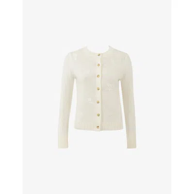 House Of Cb Womens Ivory Poppie Scatter-floral Wool And Cashmere Cardigan In White