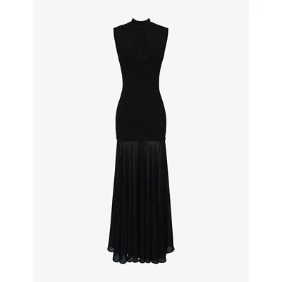 House Of Cb Womens  Raphaella Sleeveless Stretch-crepe Maxi Dress In Black