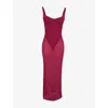 House Of Cb Robina Sheer Mesh Overlay Maxi Cocktail Dress In Wine