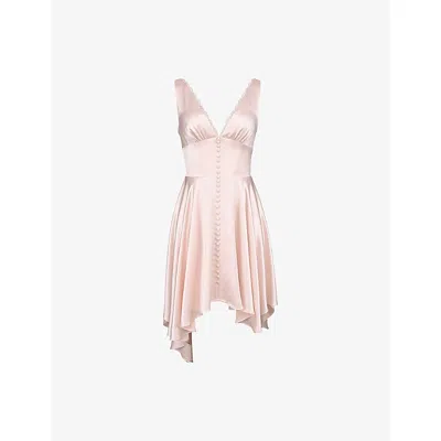 House Of Cb Womens Pink Sabella V-neck Satin Mini Dress