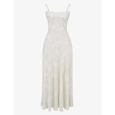 House Of Cb Womens Vintage Cream Seren Lace-up Lace Maxi Dress