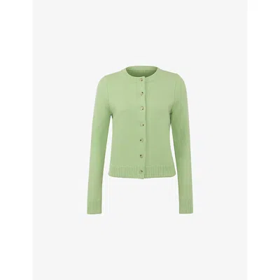 House Of Cb Womens Matcha Signature Round-neck Wool-blend Cardigan In Green