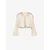 House Of Cb Womens  Talia Tie-neck Satin Blouse In Neutral
