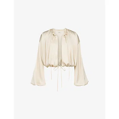 House Of Cb Womens  Talia Tie-neck Satin Blouse In Neutral