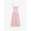 House Of Cb Womens Rose Print Tatiana Floral-print Cotton-blend Midi Dress