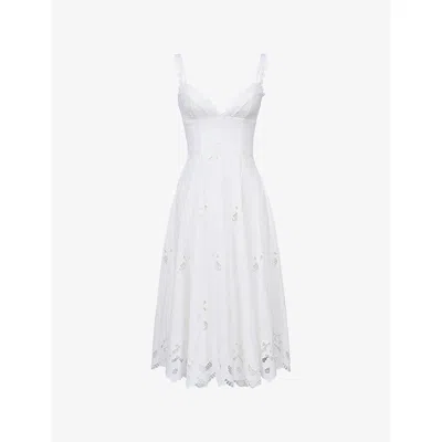 House Of Cb Womens White Tatiana V-neck Cotton Midi Dress