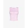 House Of Cb Of Cb Womens The Cap Sleeve Corset Jersey Top Pink In Pink