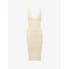 House Of Cb Womens Ivory The Sculpt Halter-neck Bandage Stretch-woven Midi Dress