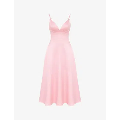 House Of Cb Womens Parisian Rose Tiffany Bow Tie-embellished Satin Midi Dress