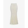 House Of Cb Womens Vintage Ivory Veronica Embroidered Godet Cotton Maxi Skirt In Vintage Ivory
