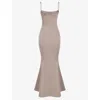 House Of Cb Violette Slim-fit Fishtail-hem Woven Maxi Dress In Brown