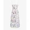 House Of Cb Of Cb Womens Ysabella Floral-print Stretch-cotton Midi Dress Off White Vintage