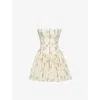 House Of Cb Womens Cream Rose Print Ysabella Floral-print Stretch-cotton Mini Dress In Neutral