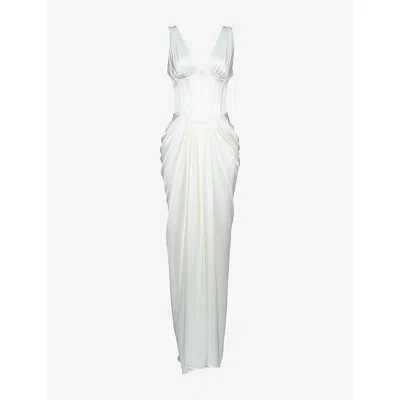 House Of Cb Womens Ivory Arianna Corset-bodice Satin Bridal Gown In Neutral