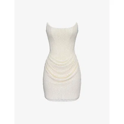 House Of Cb Womens Ivory Arielle Bead-embellished Mesh Mini Bridal Gown In Neutral