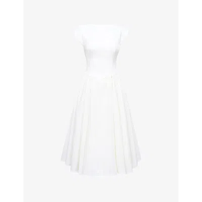 House Of Cb Womens Ivory Debutante Cap-sleeve Backless Satin Midi Dress