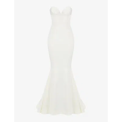 House Of Cb Womens Ivory Giselle Strapless Satin Wedding Dress