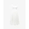 Shop House Of Cb Of Cb Womens Ivory Isabeau Square-neck Satin Midi Dress