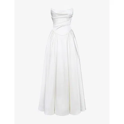 House Of Cb Womens Ivory Jelena Strapless Satin Bridal Gown In White