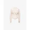 House Of Cb Womens Perdita Metallic-jacquard Corset And Bolero Lace Top Ivory In Ivory