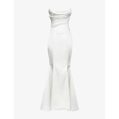 House Of Cb Womens Ivory Veronique Strapless Satin Bridal Gown In White