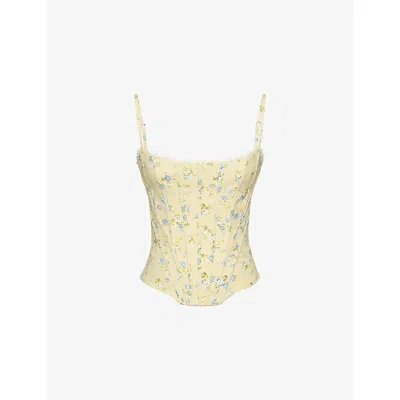 House Of Cb Womens Lemon Floral Cadie Floral-print Cotton Corset To In Multi