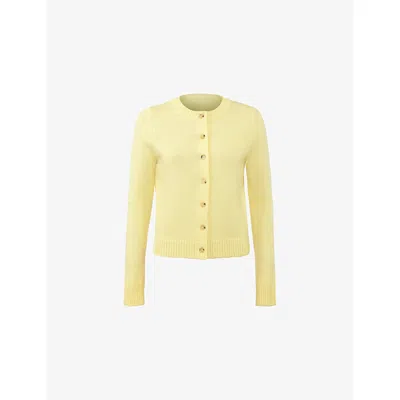 House Of Cb Womens Lemonicing Signature Round-neck Wool-blend Cardigan In Yellow